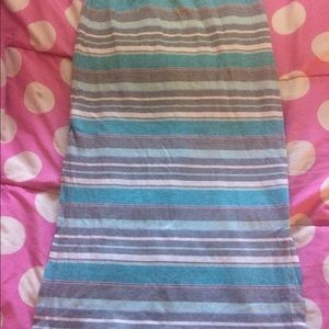 Long Blue Striped Skirt